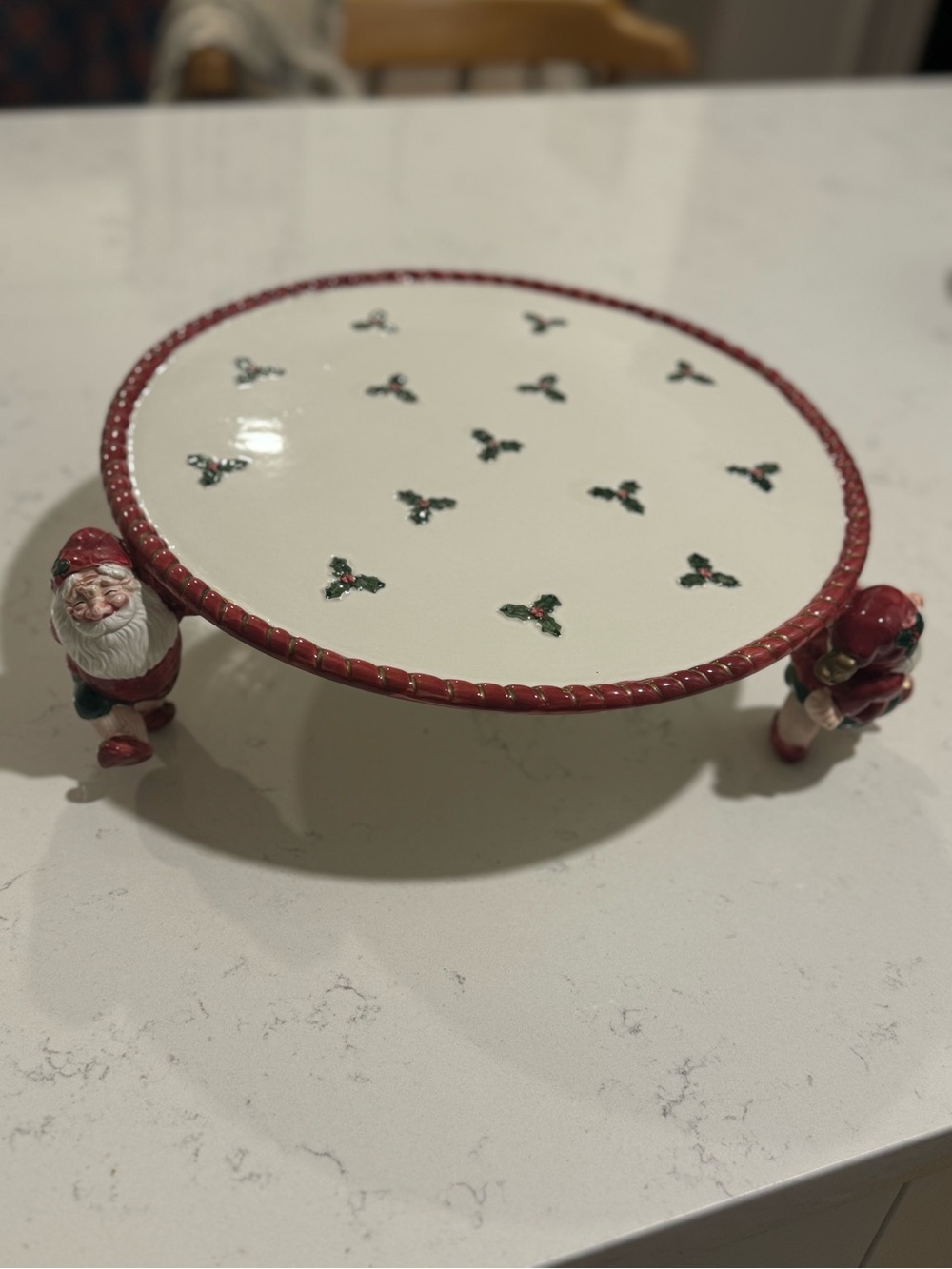 Rare / Fitz & Floyd Old World Christmas Elves 12-Inch Pedestal Cake Stand